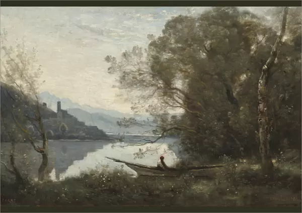 The Moored Boatman: Souvenir of an Italian Lake, 1861 (oil on canvas)