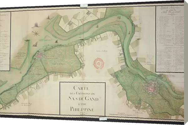 Area around Sas van Gent and Philippine, Netherlands, 1747 (pen, ink & w  /  c on paper)