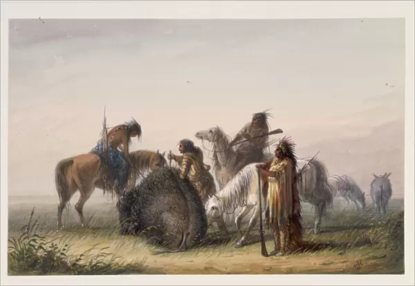 Supplying Camp with Buffalo Meat, c. 1858-60 (w  /  c on paper)