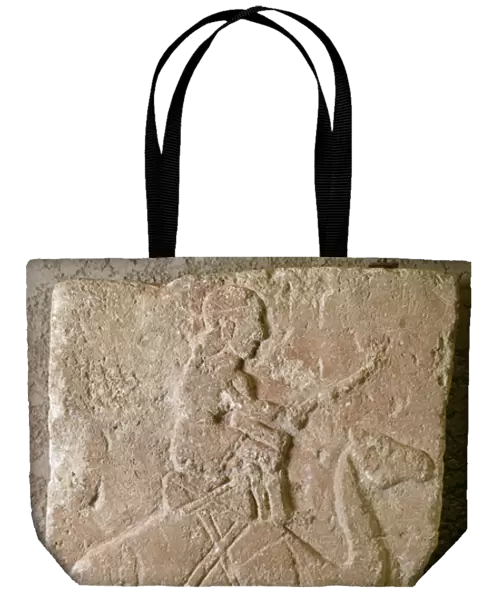 Slab with Dromedary Rider, Tell Halaf, Northern Syria (limestone with red paint)