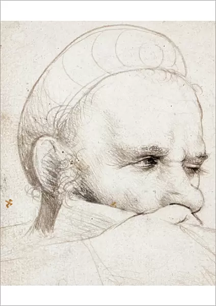 The head of a crossbowman taking aim, 1514-5 (silverpoint on grey prepared paper)