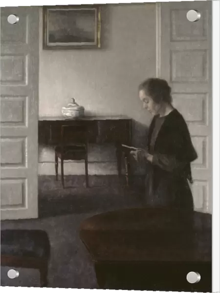 Interior with a Lady Reading, c. 1900 (oil on canvas)