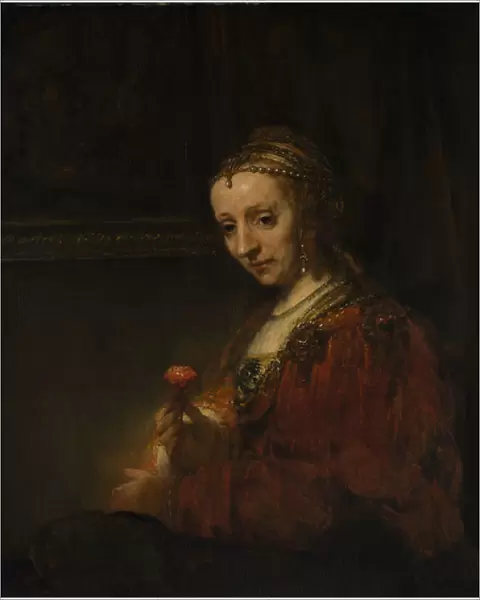 Woman with a Pink, c. 1660 (oil on canvas)