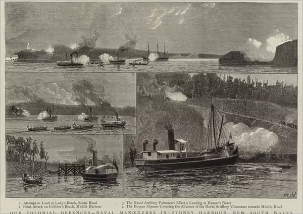 Our Colonial Defences, Naval Manoeuvres in Sydney Harbour, New South Wales (engraving)
