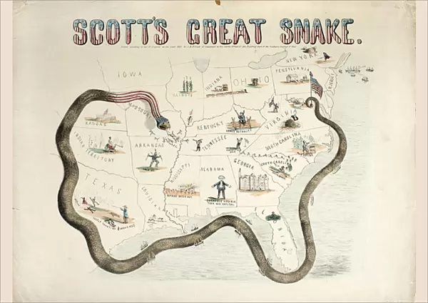 Scotts Great Snake, 1861 (hand-coloured engraving)