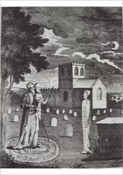 John Dee and Edward Kelly summoning the Dead, from a History of Magic