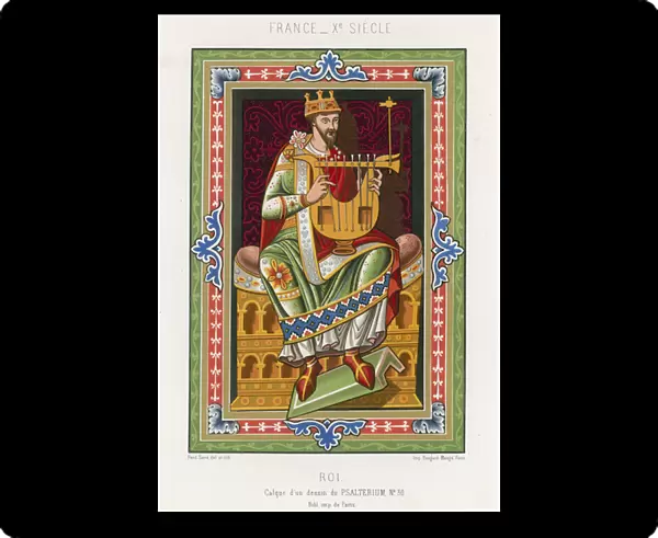 A king playing a lyre (chromolitho)