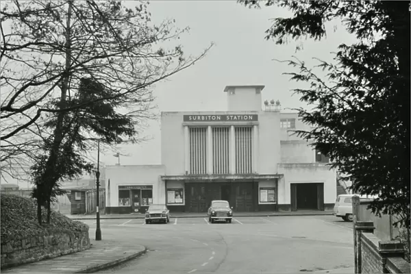 Surbiton Railway Station, viewed from Victoria Road, 1969 (b  /  w photo)