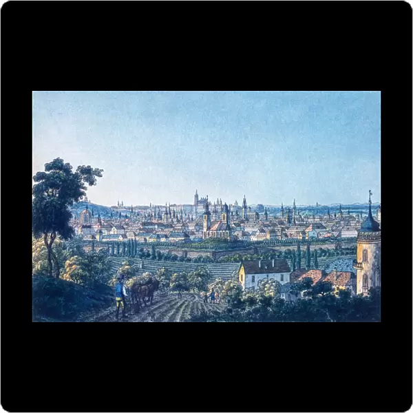 View of Prague from the South (coloured engraving)