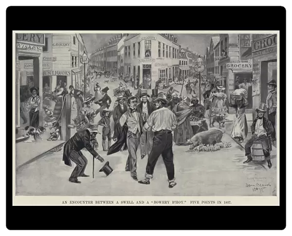 An Encounter between a Swell and a 'Bowery B hoy, 'Five Points in 1827 (litho)
