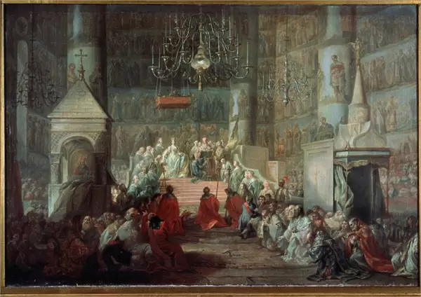 The coronation of the empress Catherine II of Russia on 12 September 1762