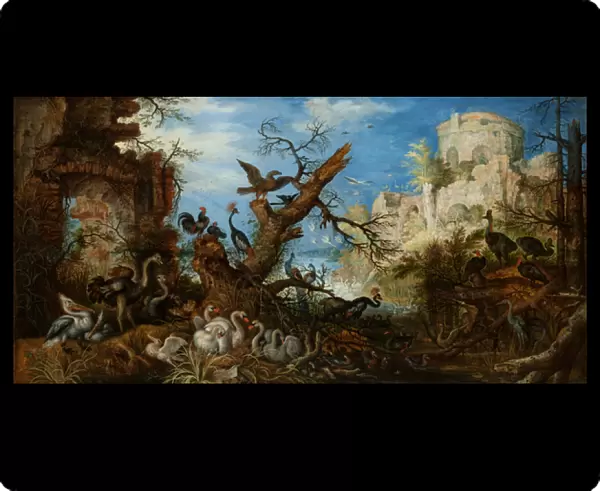 Landscape with Birds, 1622 (oil on wood)