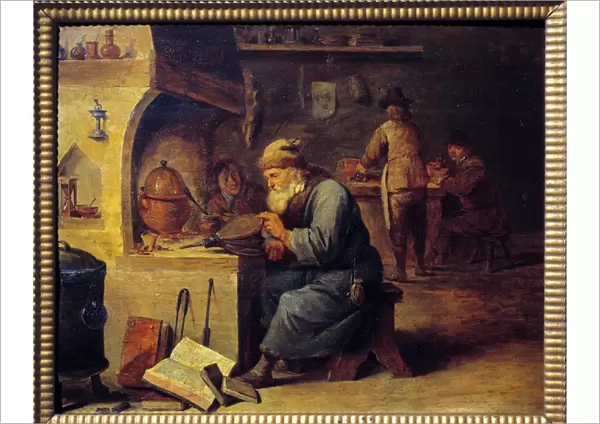 An alchemist. Painting by David Teniers II dit David Le Jeune (1610 - 1690), Ec