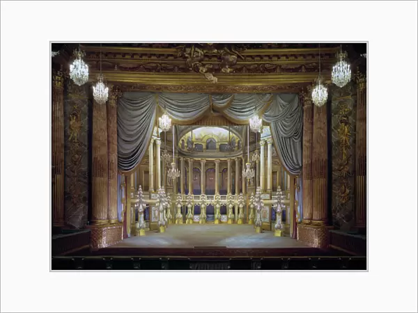 View of the theatre of the castle of Versailles with scenographic decor