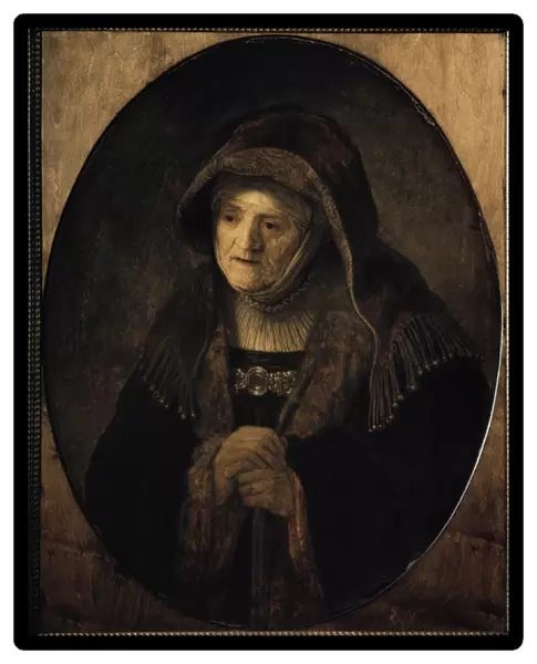 Portrait of the artists mother leaning on her cane (oil on canvas, 1639)