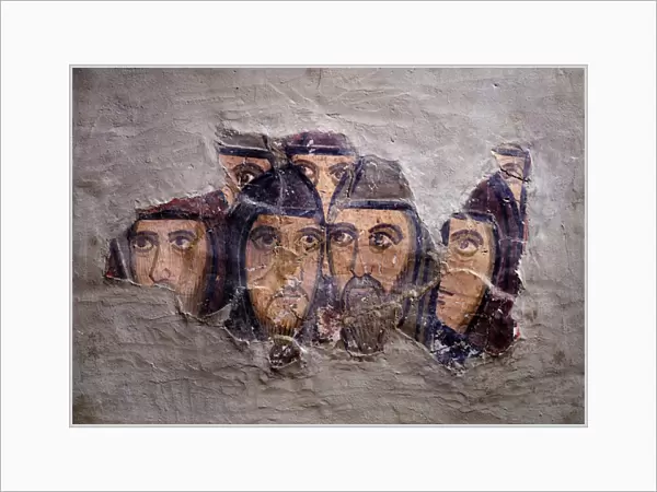 Heads of oriental monks. Frescoe from st Silvia oratory, 9th - 10th century