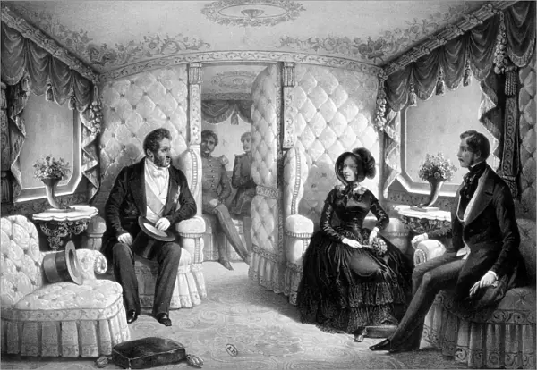 Meeting of Louis Philippe I with Queen Victoria I (1819 - 1901) and Albert on a train