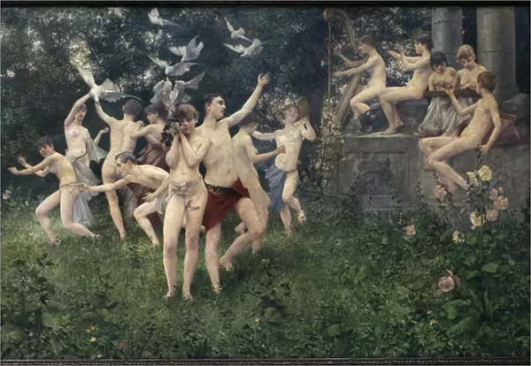 Spring Festival (allegorical scene). Painting by Karel Vitezslav Masek (1865-1927)