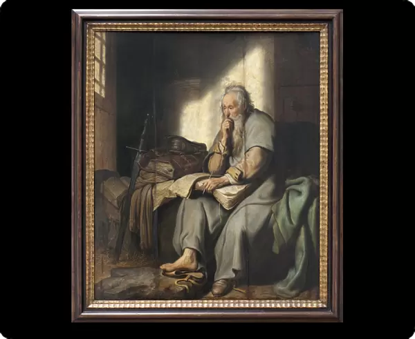 Saint Paul in prison. Painting by Rembrandt Harmensz van Rijn (1606-1669), oil on wood
