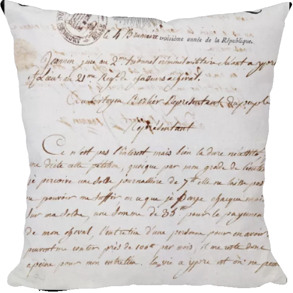French Revolution: first page and header of a military administrative letter 4 fog year