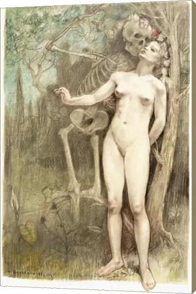 Female nude with Death as a skeleton, 1897 (etching)