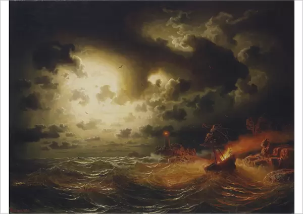 Burning Steamer, 1858 (oil on canvas)
