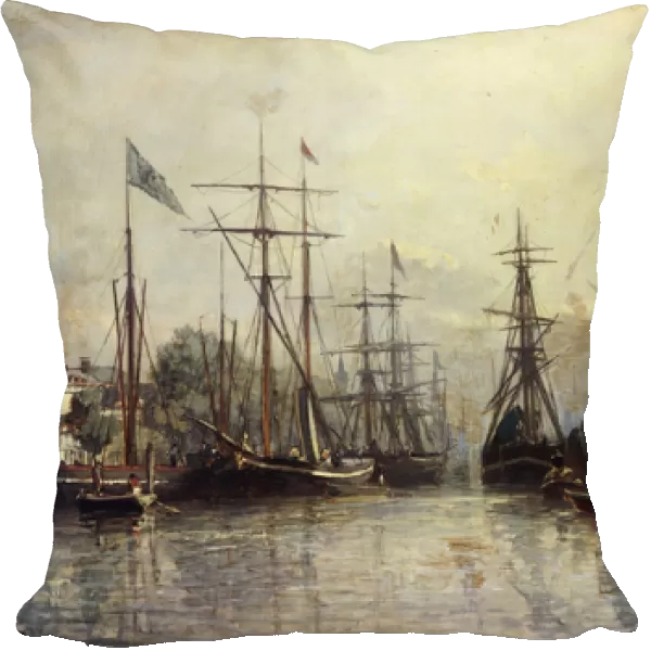 Rotterdam Harbour, 1857 (oil on canvas)