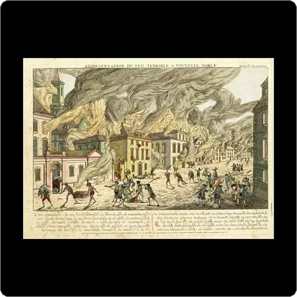 View of New York During the Great Fire of 1776; Representation du Fue Terrible a Nouvelle
