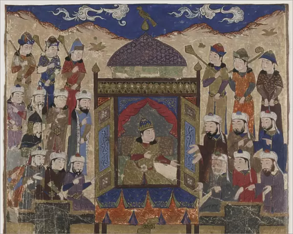 Khusraw Parviz seated on the Takht-i Taqdis, c. 1425-50