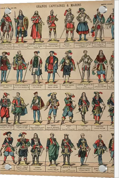 Great military figures (coloured engraving)