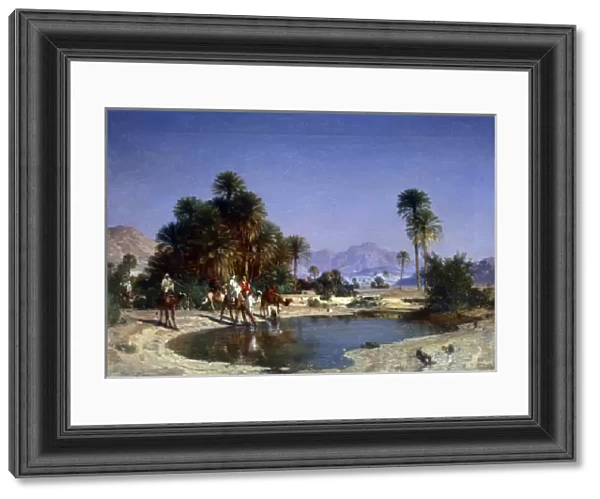 Leon-Adolphe Belly the caravan in the desert oasis