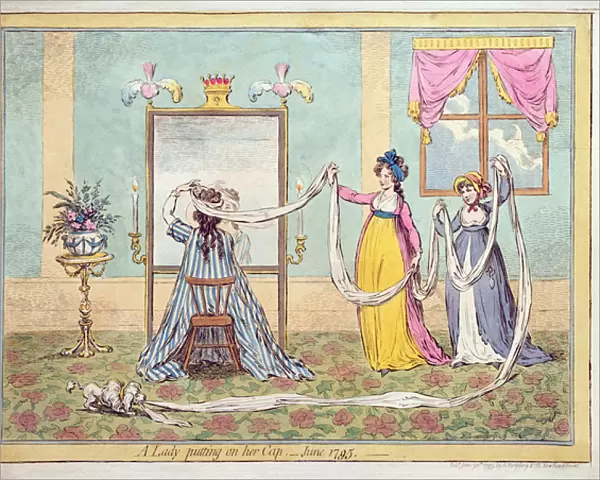 A Lady putting on her Cap, published in 1795 (hand-coloured etching)