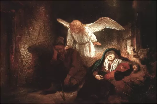 Josephs Dream in the Stable in Bethlehem, 1645 (oil on canvas)