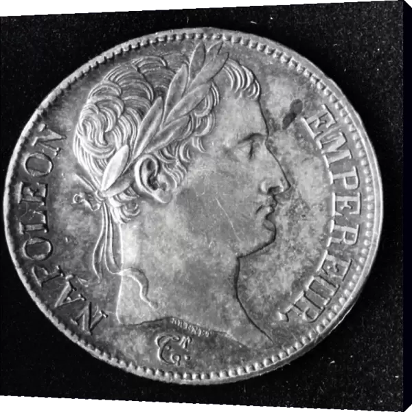 Coin depicting Napoleon I (1769-1821) (metal) (b  /  w photo)
