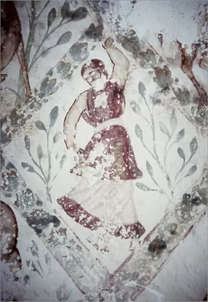 Fresco depicting a female dancer, from the Apodyterium, early 8th century (fresco)