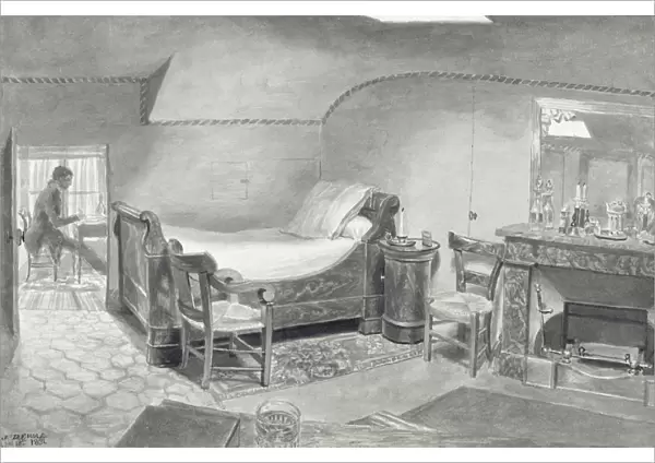 An Attic Interior of an Artist in Paris, c. 1830 (pen & sepia ink and sepia w  /  c on paper)