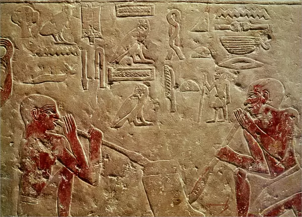 Relief depicting glass blowers, from the Mastaba of Kaemrehu, Saqqara, Old Kingdom, c