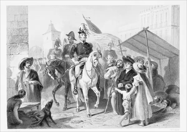 General Winfield Scott (1786-1866) entering the City of Mexico, 1847 (engraving)