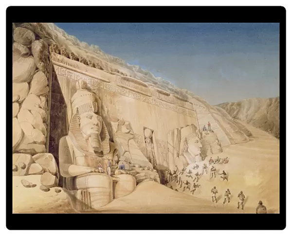 The Excavation of the Great Temple of Ramesses II, Abu Simbel, 1819 (w  /  c on paper)