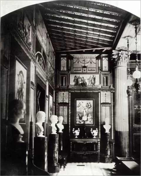 Interior of Prince Napoleons Palais Pompeian (b  /  w photo)