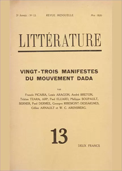 Cover of Litterature monthly literary magazine devoted to the Dada