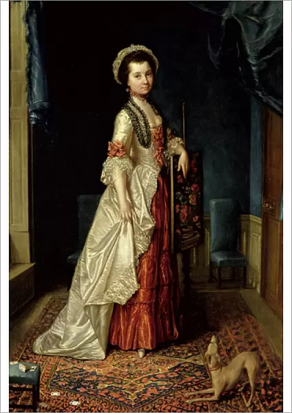 Portrait of a young Girl in an Elegant Interior (oil on canvas)