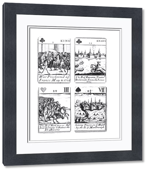 Playing cards commemorating the War of the Spanish Succession (1702-13) (engraving
