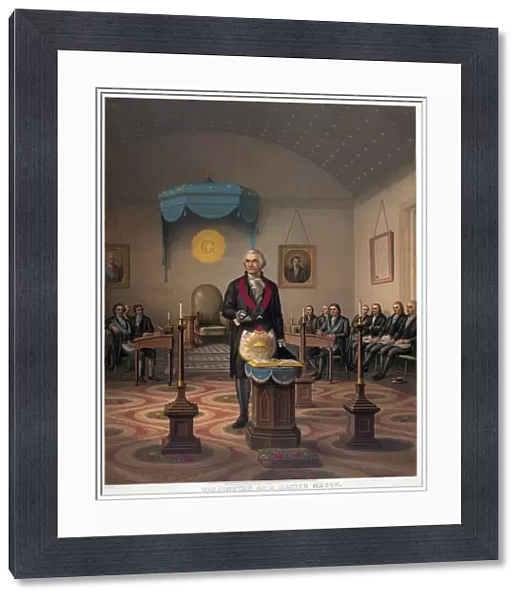Washington as a Master Mason, pub. 1870 (colour lithoraph)