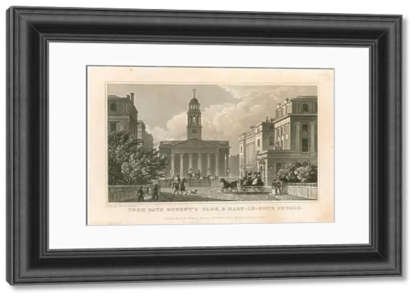 York Gate Regents Park, and Marylebone Church, London (engraving)