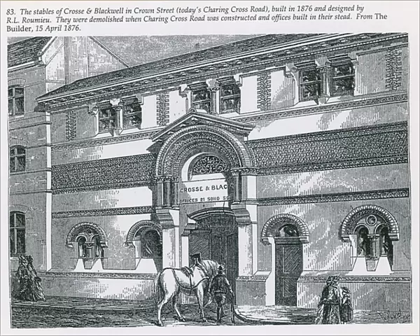 The stables of Crosse & Blackwell in Crown Street (todays Charing Cross Road) (engraving)