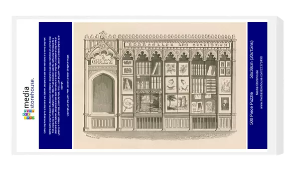 Gothic shop front design for a Bookseller and Stationer, designed to evade lease restrictions on a normal shop front (engraving)