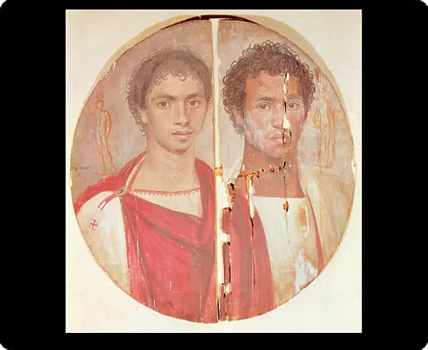 Portrait of two brothers (encaustic painting on wood)