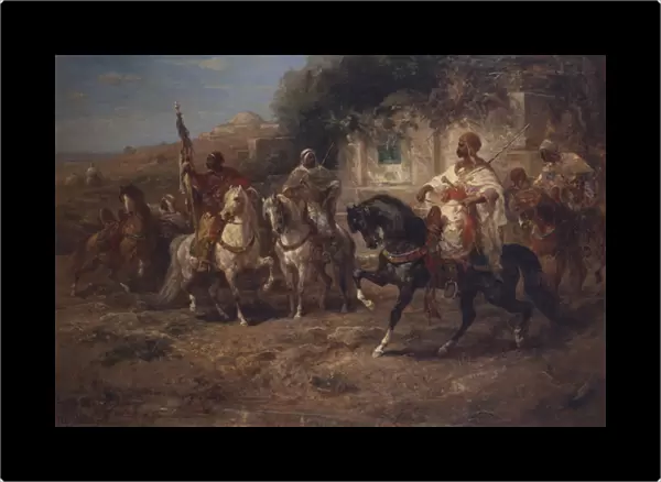 Arab Horsemen by a Fountain (oil on canvas)