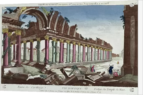 The remains of the Temple of Mars among the Ruins of Carthage (colour litho)